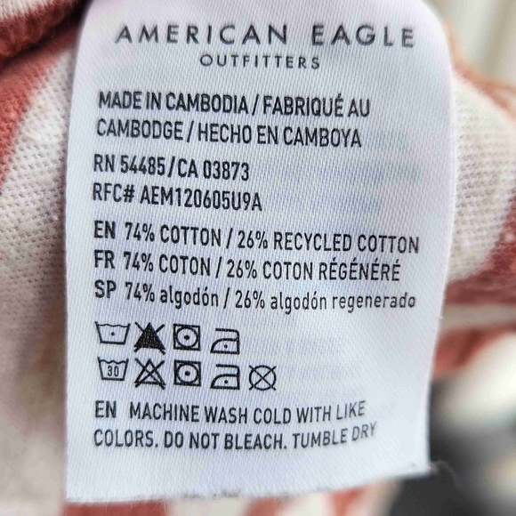 American Eagle Peach White Striped Short Sleeve Tee S - Picture 6 of 6